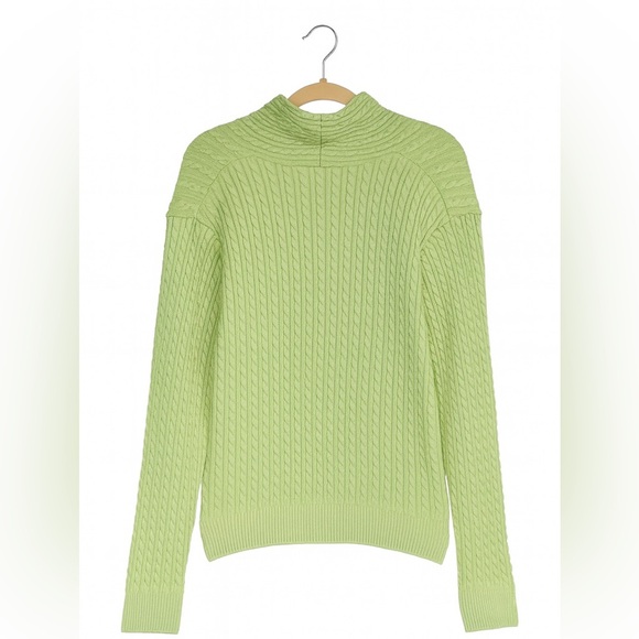 Jones New York Signature Women's Size Large Green Cable Knit Cardigan - Picture 2 of 2